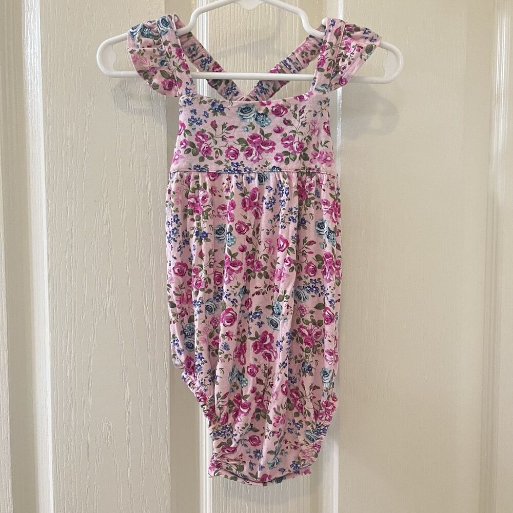 Posh Peanut Ruffled Cap Sleeve Bubble Romper Pixie Bamboo Girls SZ 18-24 Months